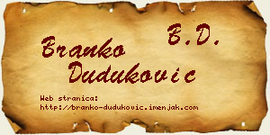 Branko Duduković vizit kartica